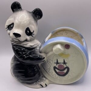 Vintage Anthropomorphic Circus Panda Bear Drummer Planter Twin Winton Pottery